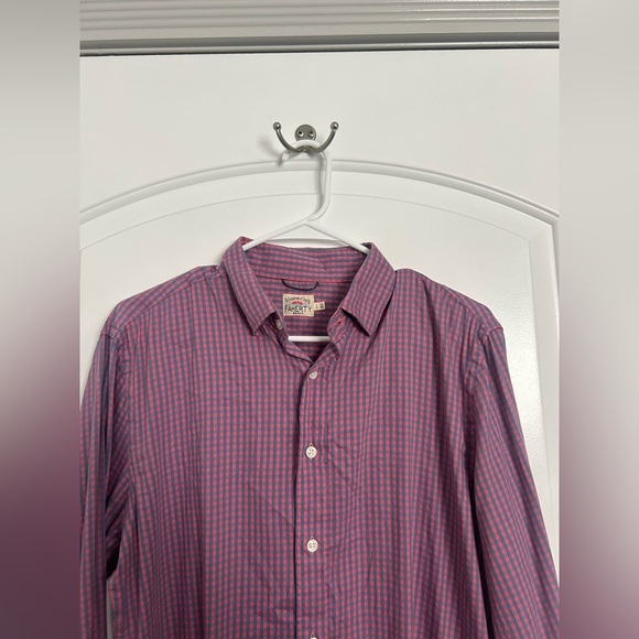 Faherty Men's Movement™ Shirt - Blue Rose Gingham Plaid size small preppy work - Picture 4 of 14